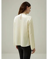 Silk Ruched-Neck Top for Women