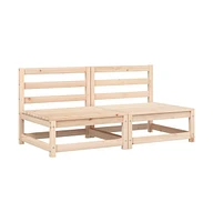 Patio Sofas Armless with Cushions 2 pcs Solid Wood Pine