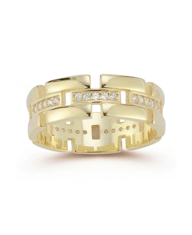 Rachel Zoe 14K Gold Plated Sterling Silver Bold Link Band Ring