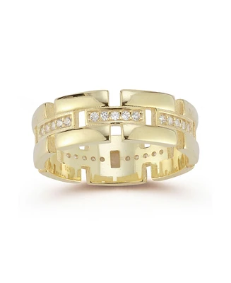 Rachel Zoe 14K Gold Plated Sterling Silver Bold Link Band Ring