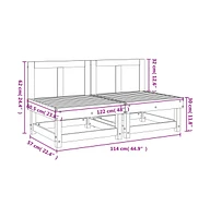 Patio Middle Sofas 2 pcs Solid Wood Pine