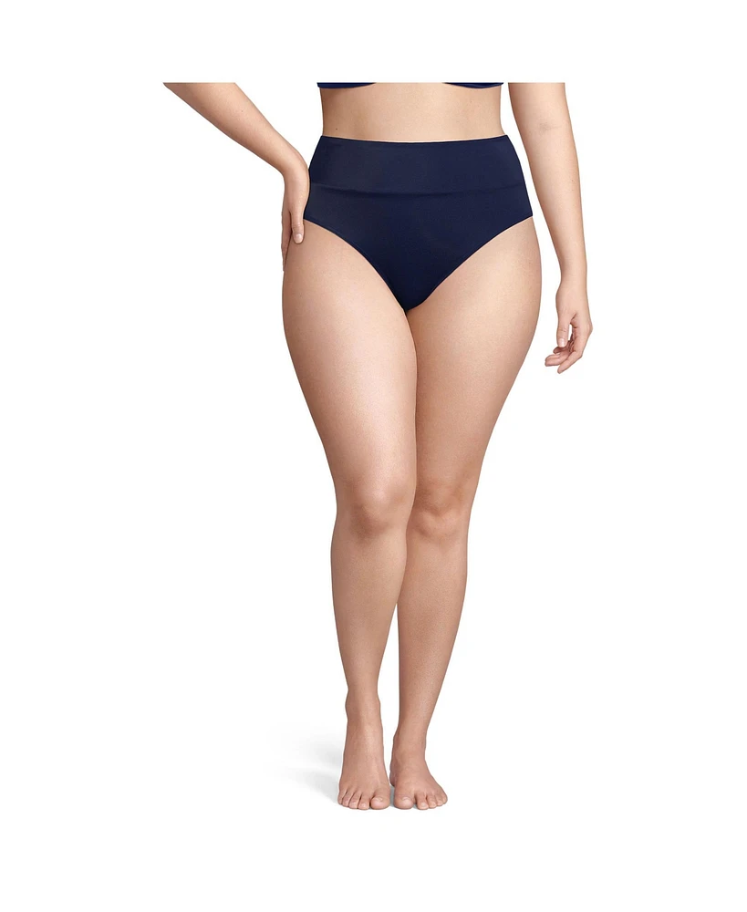 Lands' End Women's Plus Tugless High Waisted Bikini Bottoms