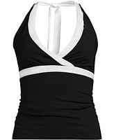 Lands' End Women's Long Chlorine Resistant V-neck Halter Tankini Swimsuit Top