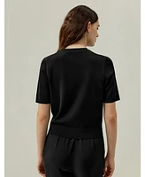 Sophisticated Dual-Knit Silk T-Shirt for Women