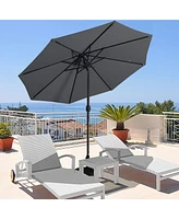 9ft Outdoor Patio Market Umbrella with Push Button Tilt and Crank Blue