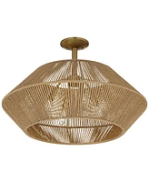 Possini Euro Pedro 24" Wide Brass and Rattan 4-Light Ceiling Light - Possini Euro Design