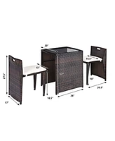Gymax 3 Pcs Cushioned Wicker Patio Furniture Set Seat Sofa Outdoor No Assembly