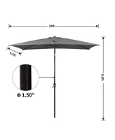 10 ft. x 6.5 Rectangular Market Umbrella with Waterproof and Uv Resistant Navy Blue