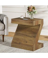 Tribesigns Wood Side End Table for Living Room, Bedside Nightstand for Bedroom, Z-Shaped