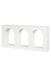 Tribesigns 70.9" White Console Table with Storage, Wood Entryway Entry Table with 3 Arched Shelves for Foyer, Hallway, Living Room, Behind Couch Sofa,