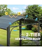 Mondawe 8x5FT Arc Roof Bbq Gazebo Grill Tent for Patio Garden Backyard Canopies