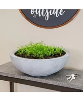 Percival 20.75" Shallow Outdoor Planter Bowl for Flowers and Succulents - Polyresin Double-Walled Design Sand Set of 2
