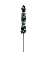 9ft Striped Outdoor Umbrella for Patio, Pool or Yard - Polyester Table Market with Tilt and Crank Catalina Beach Stripe
