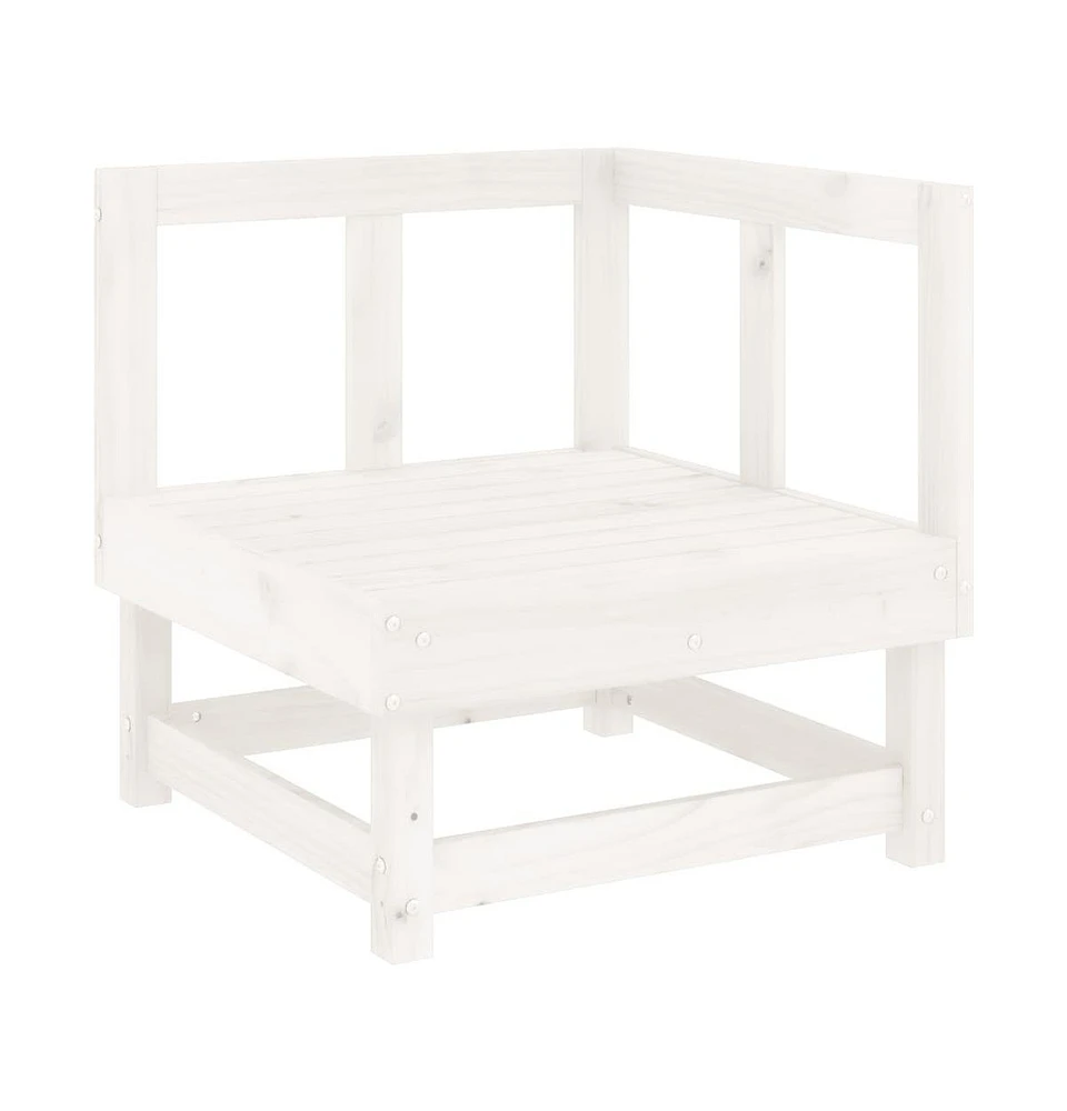 Patio Corner Sofa White Solid Wood Pine
