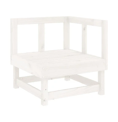 Patio Corner Sofa White Solid Wood Pine