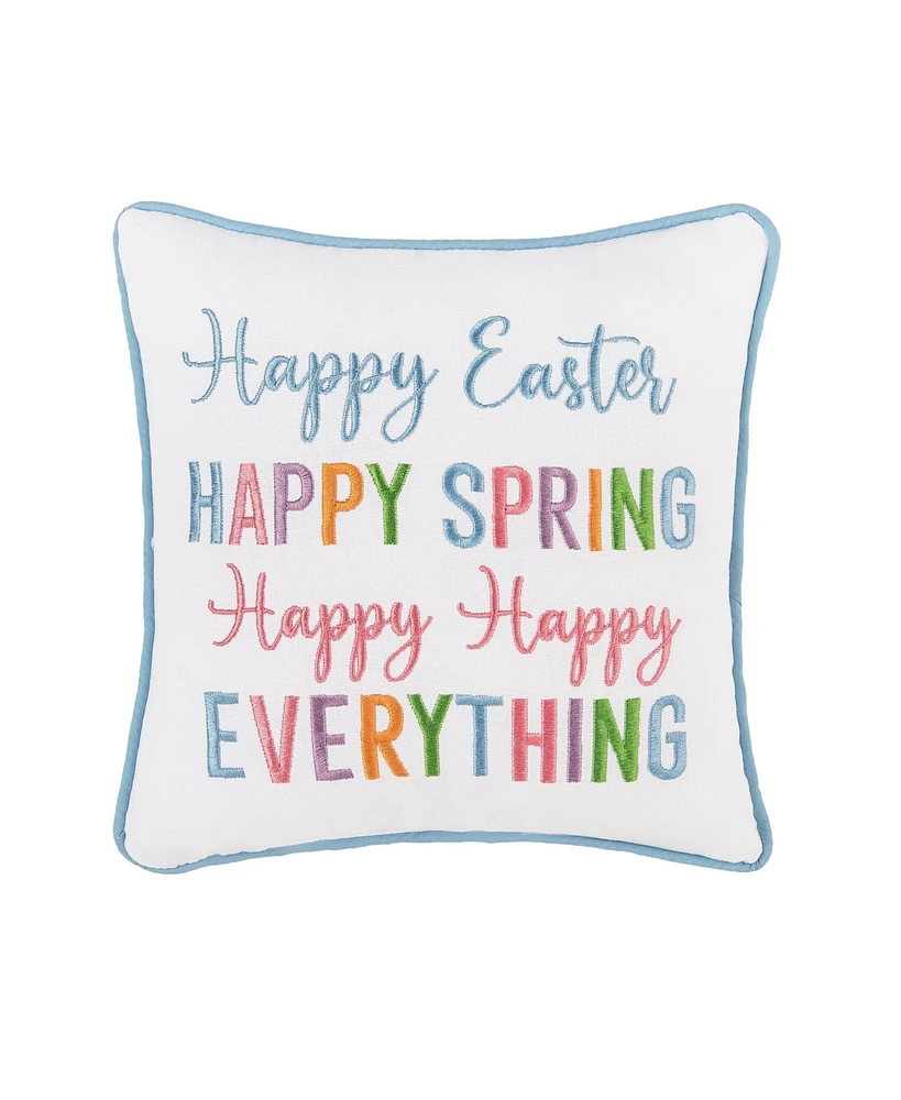 10" x 10" Multicolor "Happy Easter, Happy Spring, Happy Everything" Embroidered Small/Petite Accent Throw Pillow