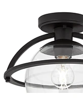 Possini Euro Oblys 12"W Black Ceiling Light with Clear Glass - Possini Euro Design