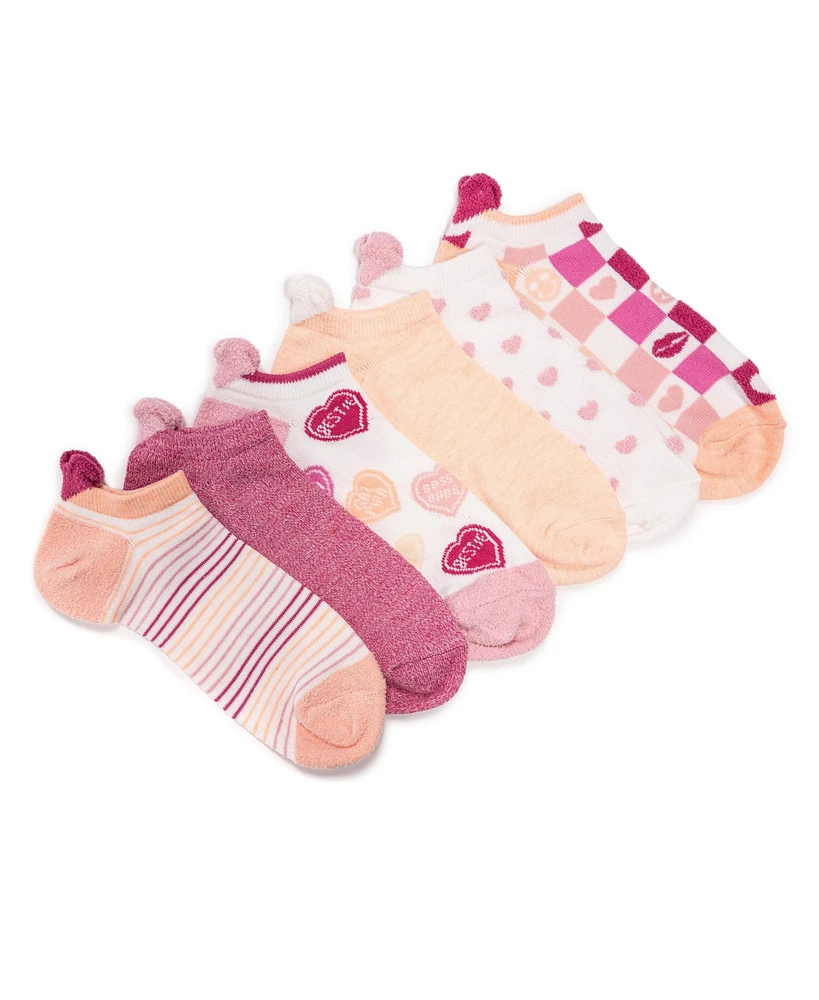 Muk Luks Women's 6 Pack 3D Tab Low Cut Socks