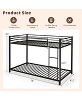 Low Profile Twin Over Metal Bunk Bed with Full-length Guardrails-Silver