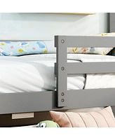 Kids Bed with 2 Drawers Solid Wood Blackboard