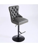 Set of 2 Adjustable Swivel Bar Stools, Modern Chairs for Home,Kitchen, and Pub-The Pop Home