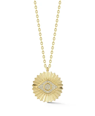 Rachel Zoe Sterling Silver Pave Evil Eye Medallion Necklace