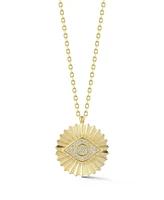 Rachel Zoe 14K Gold Plated Sterling Silver Pave Evil Eye Medallion Necklace