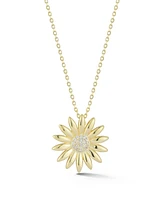 Rachel Zoe 14K Gold Plated Sterling Silver Pave Flower Necklace