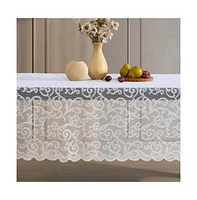 Hlc.me Scroll Lace Fabric Tablecloth, Lace Fabric Table Cloth Round Tables, Wrinkle Resistant Tablecloth, Patterned Scalloped Tablecloth
