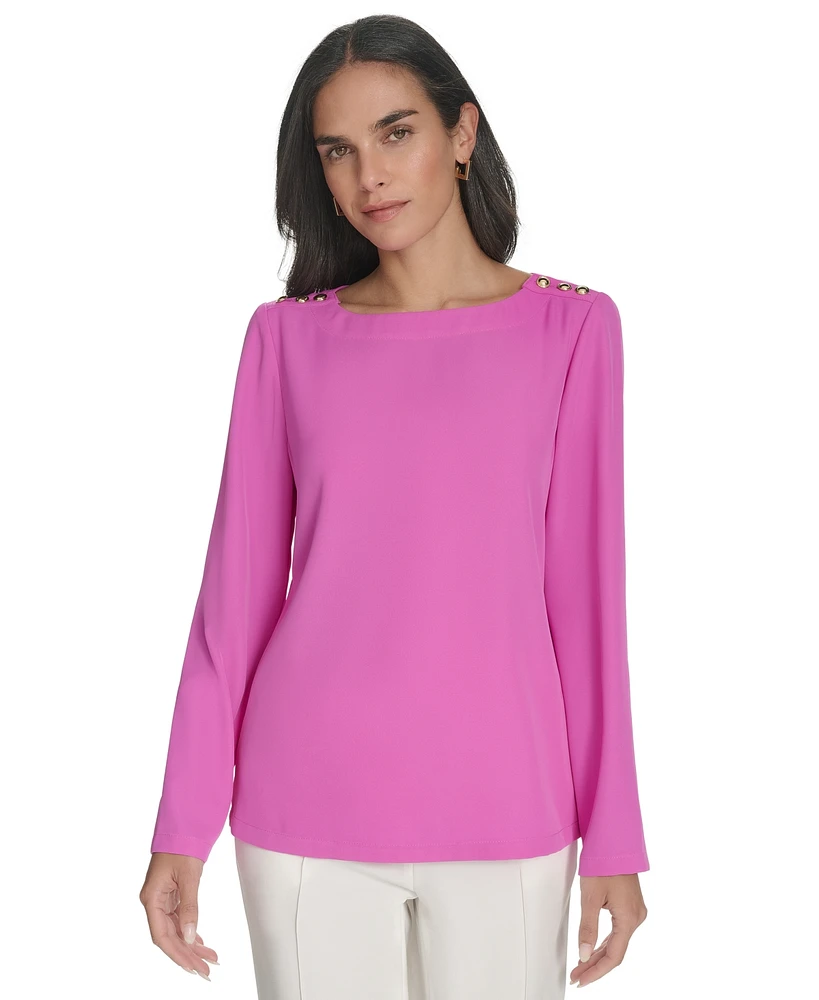 Halston Women's Button-Trim Top