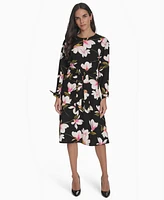 Halston Women's Floral-Print Fit & Flare Dress