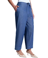 Jones New York Petite Cotton Tie-Waist Chambray Pants