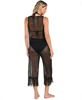 La Blanca Women's Fringe-Trim Sheer Tank Top