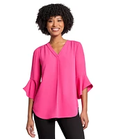 Jones New York Women's V-Neck Bell-Sleeve Blouse