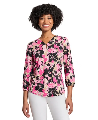 Jones New York Women's Printed 3/4-Sleeve Blouse
