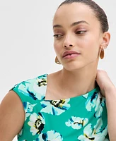 I.n.c. International Concepts Petite Floral Asymmetric Draped Top, Exclusively at Macy's