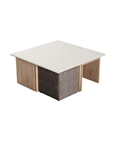 Manhattan Comfort 37.4" Haley Modern Nested Coffee Table and Ottoman Set