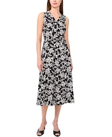 Sam & Jess Women's Printed V-Neck Tie-Waist Midi Dress