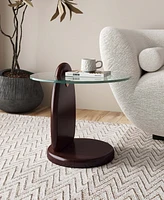 Manhattan Comfort 19.68" Artesia Modern Tempered Glass Top End Table