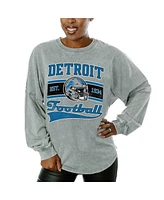 Gameday Couture Women's Gray Detroit Lions Snow Wash Oversized Long Sleeve T-Shirt