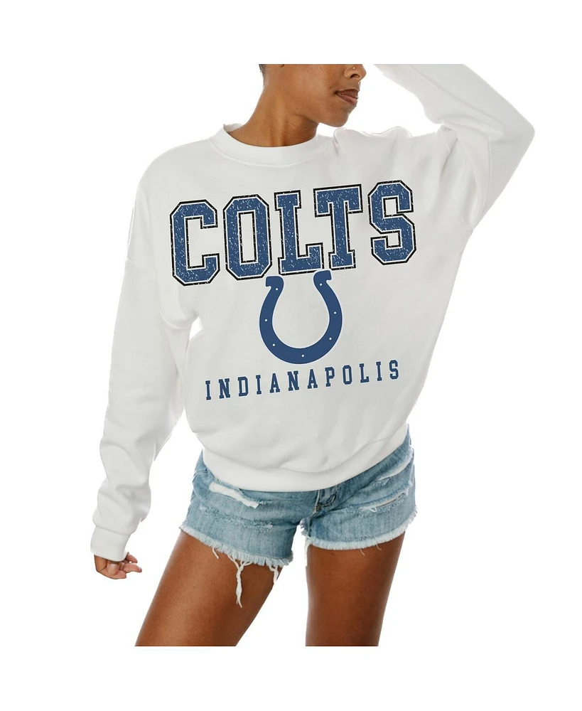 Gameday Couture Women's White Indianapolis Colts Sunday Drives Oversized Crewneck Pullover Sweatshirt