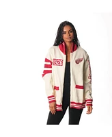 The Wild Collective Men's and Women's Cream Detroit Red Wings Jacquard Full-Zip Sweater