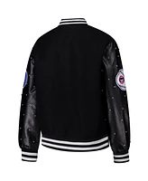 The Wild Collective Women's Black Chicago Cubs Full-Snap Varsity Jacket