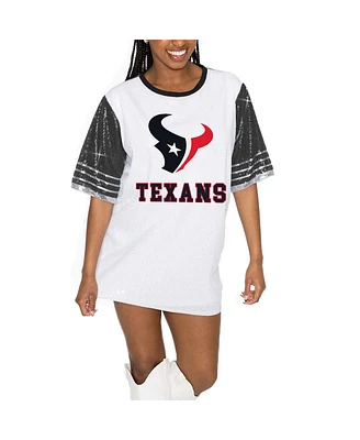 Gameday Couture Women's White/Black Houston Texans Bling It Full Sequin Jersey Dress