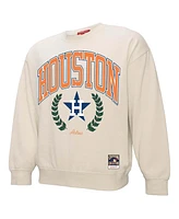 Mitchell & Ness Women's Cream Houston Astros Cooperstown Collection Laurel Crew Pullover Sweatshirt