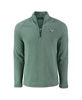 Cutter Buck Men's Heather Kelly Green Philadelphia Eagles Peshastin Eco Fleece Tri-Blend Raglan Quarter-Zip Jacket