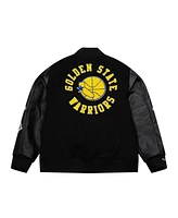 Mitchell & Ness Men's Black Golden State Warriors Hardwood Classics Blackout Collection Full-Snap Varsity Jacket