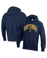 Champion Men's Navy West Virginia Mountaineers Vault Late Night Reverse Weave Pullover Hoodie