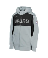 Nike Big Boys and Girls Silver/Black San Antonio Spurs Authentic On-Court Showtime Performance Full-Zip Hoodie