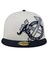 New Era Men's Cream/Navy Atlanta Braves Lonestar 59FIFTY Fitted Hat